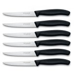 6 couteaux steak lame 11cm victorinox manche noir