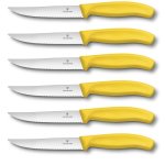 6 couteaux  steak victorinox lame crante 12cm manche jaune