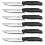 6 couteaux  steak victorinox lame crante 12cm manche noir