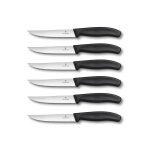 6 couteaux � steak victorinox lame crant�e 12cm manche noir