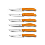 6 couteaux � steak victorinox lame crant�e 12cm manche orange
