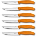 6 couteaux  steak victorinox lame crante 12cm manche orange