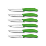 6 couteaux � steak victorinox lame crant�e 12cm manche vert