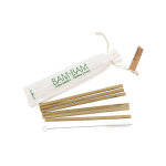 6 pailles en bambou rutilisables cookut + sac + brosse de nettoyage