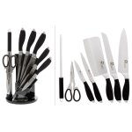 Bloc de 5 couteaux + 1 fusil + 1 ciseaux pradel excellence noir acier inox