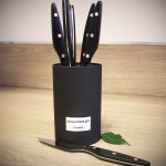 Bloc de 6 couteaux au nain brasserie manches noirs