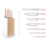 Bloc de 7 couteaux de cuisine forgs gamme classic colour pink himalayan salt wusthof