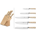 Bloc en htre avec 5 couteaux forgs sabatier brocliande manche en htre