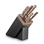 Bloc sabatier en noyer + 5 couteaux forgs made in france