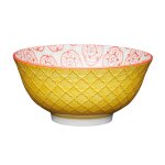 Bol en gr�s �maill� kitchencraft motifs floraux bicolores