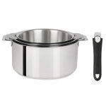 Casseroles inox x 3 cristel mutine amovible Casseroles inox x 3 cristel mutine amovible