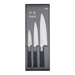 Coffret 3 couteaux kai wasabi black : universel 10cm et 15cm et chef 20cm