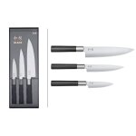 Coffret 3 couteaux kai wasabi black : universel 10cm et 15cm et chef 20cm