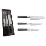 Coffret 3 couteaux kai wasabi black : universel 10cm et 15cm et santoku 16, 5cm