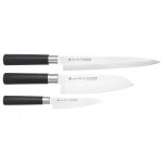 Coffret 3 couteaux (sashimi, santoku, office) traditional pp satake cutlery