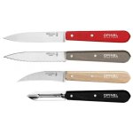 Coffret de 4 couteaux opinel gamme les essentiels loft avec manches en couleur