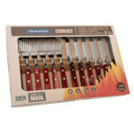 Coffret de 6 couteaux  steak lame crante + 6 fourchettes churrasco modle 29899 - 219 tramontina manche ...