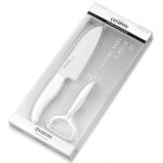 Coffret collection gen kyocera 1 santoku et 1 plucheur avec manches blancs