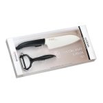 Coffret couteau chef santoku 14 cm + eplucheur cramique manche noir - kyocera