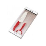Coffret couteau chef santoku 14 cm + eplucheur céramique manche rouge - kyocera Coffret couteau chef santoku 14 cm + eplucheur céramique manche rouge - kyocera
