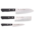 Coffret de couteaux japonais satake cutlery nashiji santoku + nakiri + office