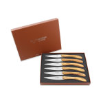 Coffret laguiole en aubrac 6 couteaux de table l'ecir manches en olivier