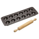 Coffret moule  raviolis 5 x 5cm + mini rouleau bois kitchen craft