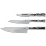 Coffret samura de 3 couteaux de cuisine bamboo tout inox aus8