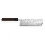 Couteau japonais artisanalmod�le nakiri 17cmlame damass�enoyau r2 + acier inox et nickelmanche bois de ...