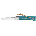 Couteau  lame pliable opinel n6 baroudeur turquoise manche en charme