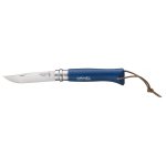 Couteau opinel baroudeur manche bleu avec cordon