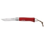 Couteau opinel baroudeur manche rouge avec cordon