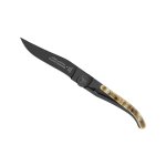 Couteau pliant laguiole noir plaquette corne de blier claude dozorme