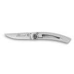 Couteau pliant manche inox claude dozorme modèle le thiers décor tête de mort Couteau pliant manche inox claude dozorme modèle le thiers décor tête de mort