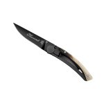 Couteau pliant noir manche corne claude dozorme modèle le thiers Couteau pliant noir manche corne claude dozorme modèle le thiers