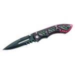 Couteau de poche240811 lame dent�e manche 11cm m�tal muni d'un clip