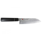 Couteau mod�le santoku 16. 5cm kasumi kuro avec damas et martelage