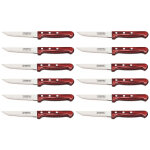 Couteaux  steak srie gaucho 29810 - 007 tramontina 13cm manche rouge - lot de 12
