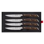 Couteaux  steak x 4 manche droit en bois icel