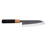 Couteau yuzo black japonais santoku 16, 5cm acier sld brut martel� mitre olivier