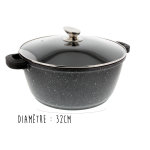 Faitout en fonte d'aluminium 32cm faon pierre induction pradel excellence premium