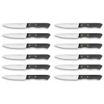 Lot 12 couteaux à viande sabatier cuisine d'aujourd'hui lame lisse 10cm manche noir Lot 12 couteaux à viande sabatier cuisine d'aujourd'hui lame lisse 10cm manche noir