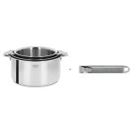 Lot de 3 casseroles inox 16, 18 et 20cm poignée incluse cristel casteline amovible Lot de 3 casseroles inox 16, 18 et 20cm poignée incluse cristel casteline amovible