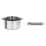 Lot de 3 casseroles inox 16, 18 et 20cm poignée incluse cristel casteline amovible Lot de 3 casseroles inox 16, 18 et 20cm poignée incluse cristel casteline amovible