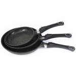 Lot 3 poêles en fonte d'aluminium 20, 24 et 28cm façon pierre induction pradel excellence onda Lot 3 poêles en fonte d'aluminium 20, 24 et 28cm façon pierre induction pradel excellence onda