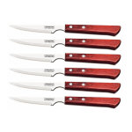 Lot de 6 couteaux pour steak crant 11cm manche rouge tramontina