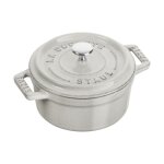 Mini cocotte ronde en fonte staub truffe blanche 10cm Mini cocotte ronde en fonte staub truffe blanche 10cm