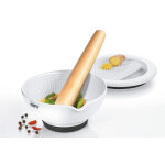 Mortier et râpe en porcelaine blanche gefu Mortier et râpe en porcelaine blanche gefu