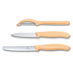 Pack 2 couteaux et 1 plucheur orange pastel victorinox swissclassic trend colors