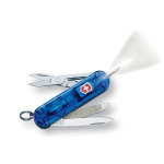 Petit couteau suisse de poche victorinox signature lite bleu translucide 5, 8cm 7 fonctions